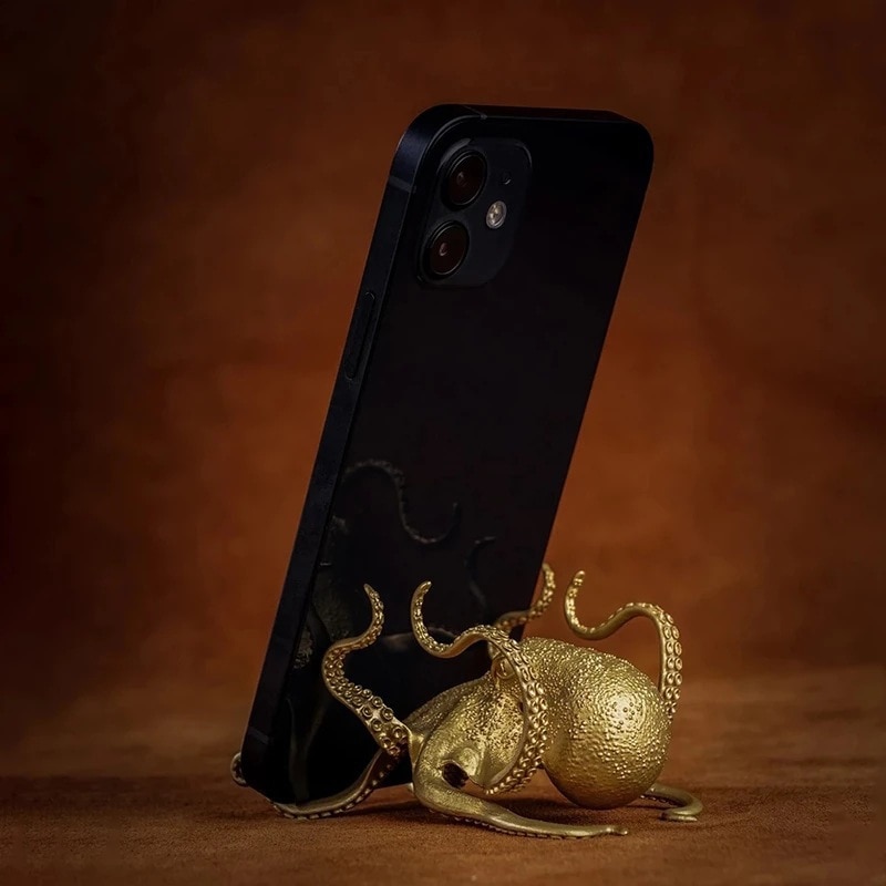 Brass Metal Octopus Phone Holder