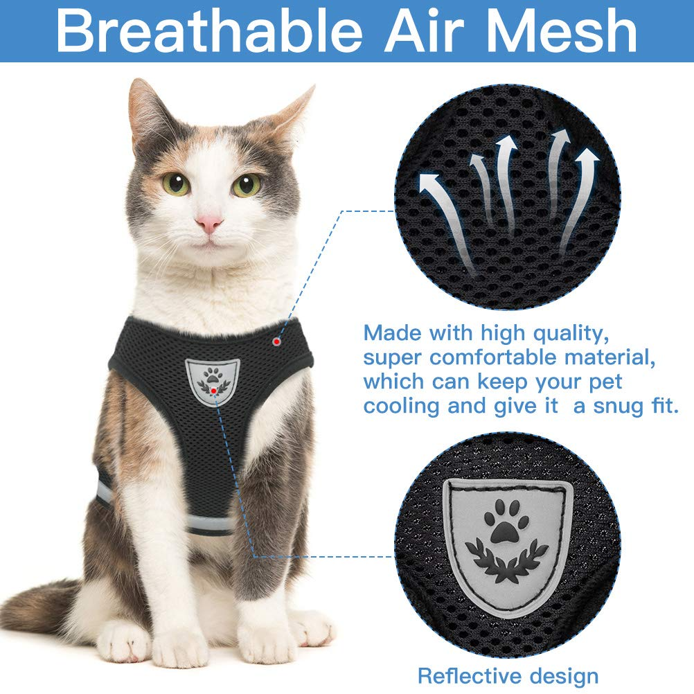 Breathable Cat Harness And Leash Escape Proof Pet Clothes Kitten Puppy Dogs Vest Adjustable Easy Control Reflective Cat Breathable Cat Harness And Leash Escape Proof Pet Clothes Kitten Puppy Dogs Vest Adjustable Easy Control Reflective Cat