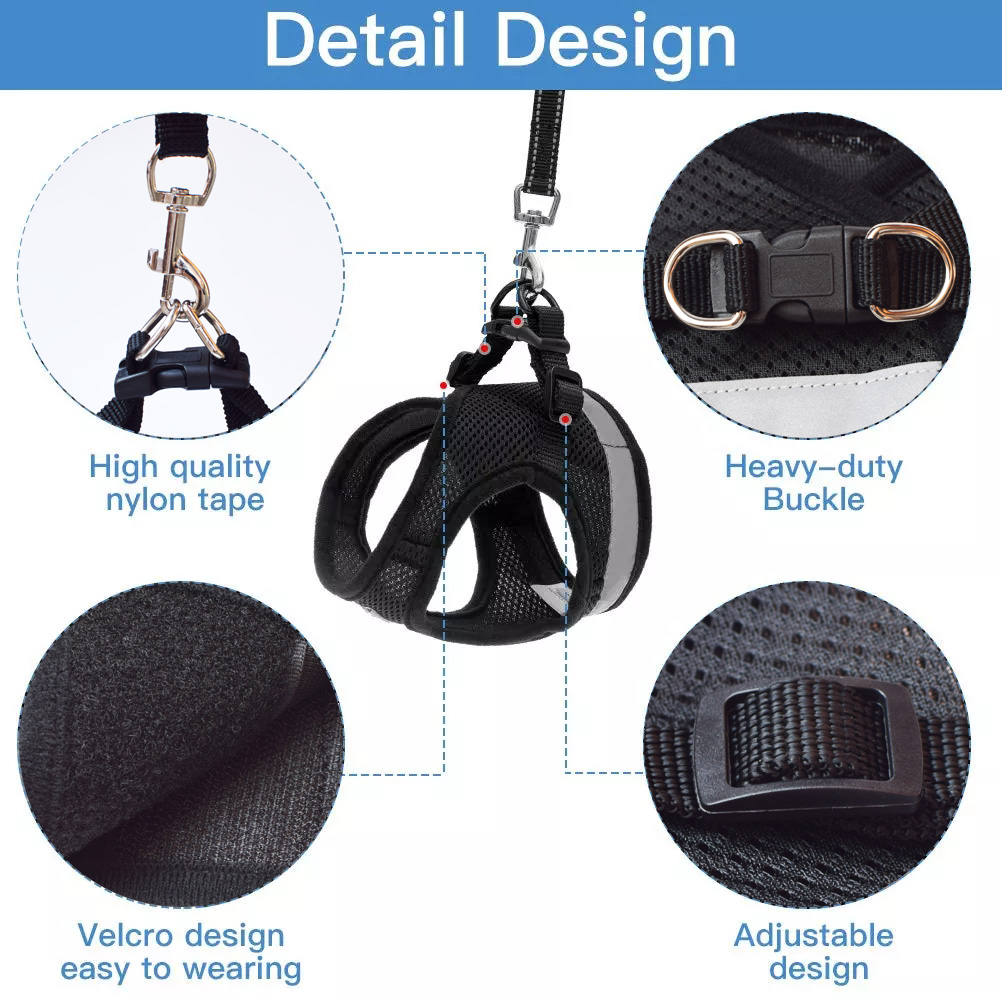 Breathable Cat Harness And Leash Escape Proof Pet Clothes Kitten Puppy Dogs Vest Adjustable Easy Control Reflective Cat Breathable Cat Harness And Leash Escape Proof Pet Clothes Kitten Puppy Dogs Vest Adjustable Easy Control Reflective Cat