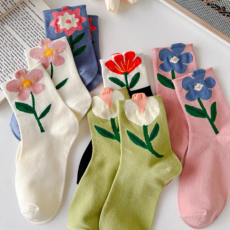 Breathable Womens Floral Socks