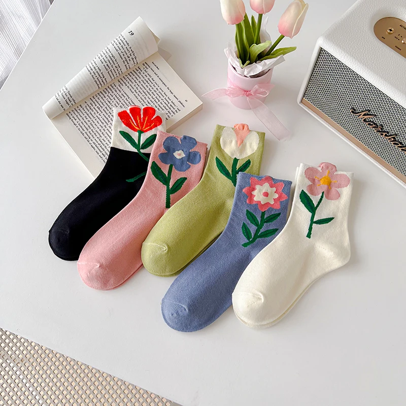 Breathable Womens Floral Socks