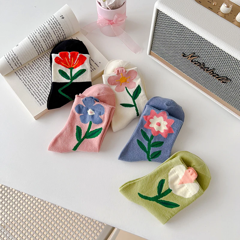 Breathable Womens Floral Socks