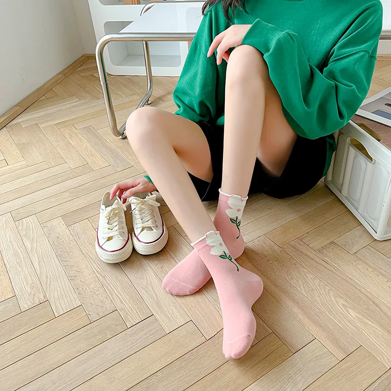 Breathable Womens Floral Socks