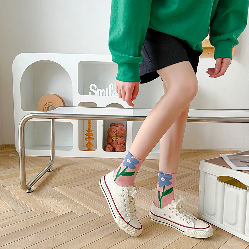 Breathable Womens Floral Socks