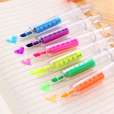 Bright Neon Colored Syringe Highlighter (6 pcs) Bright Neon Colored Syringe Highlighter (6 pcs)