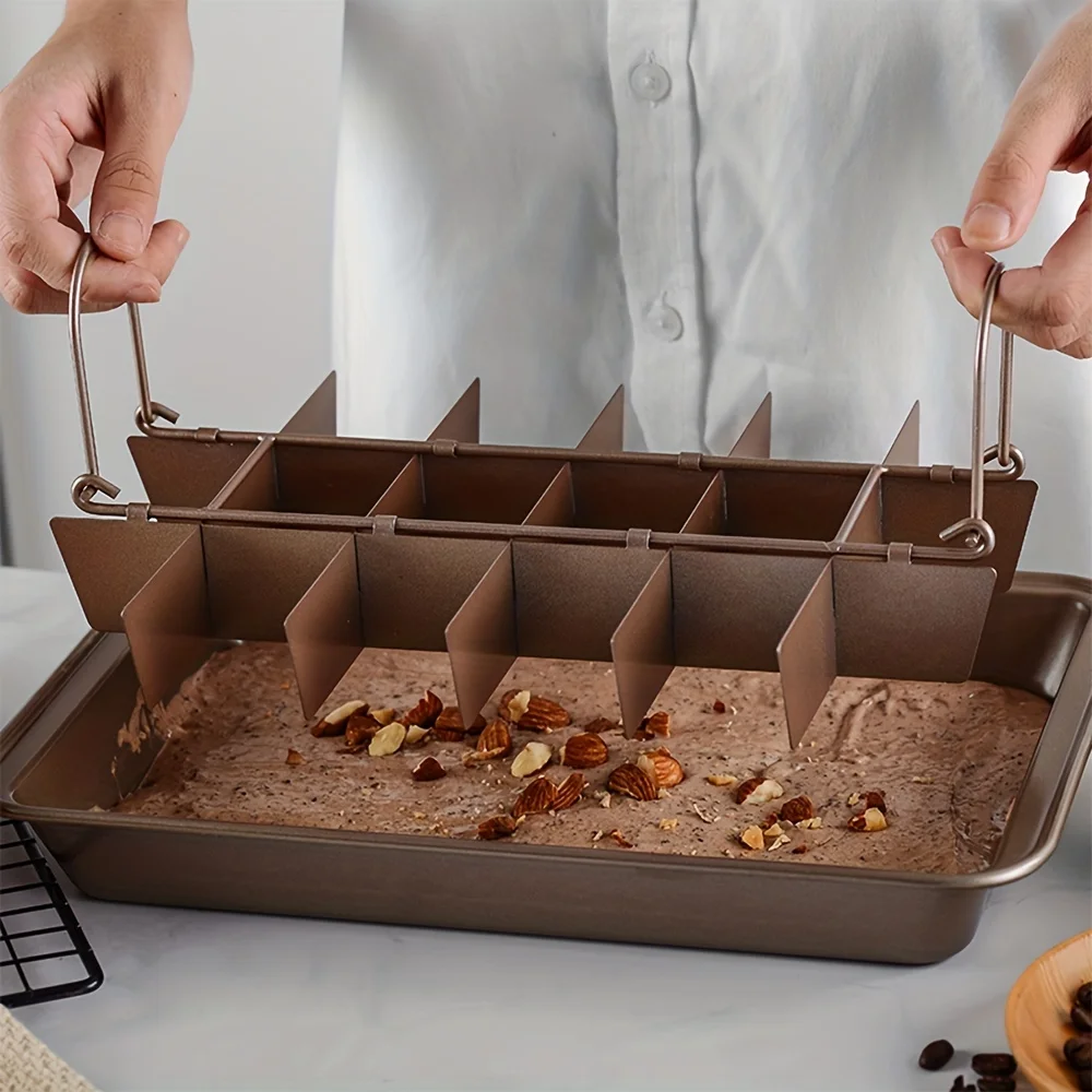 Brownie Cake Pan With Dividers Stainless Steel Loaf Pan Non-Stick Square Muffin Pan Blondie Bakeware Brownie Cake Pan With Dividers Stainless Steel Loaf Pan Non-Stick Square Muffin Pan Blondie Bakeware