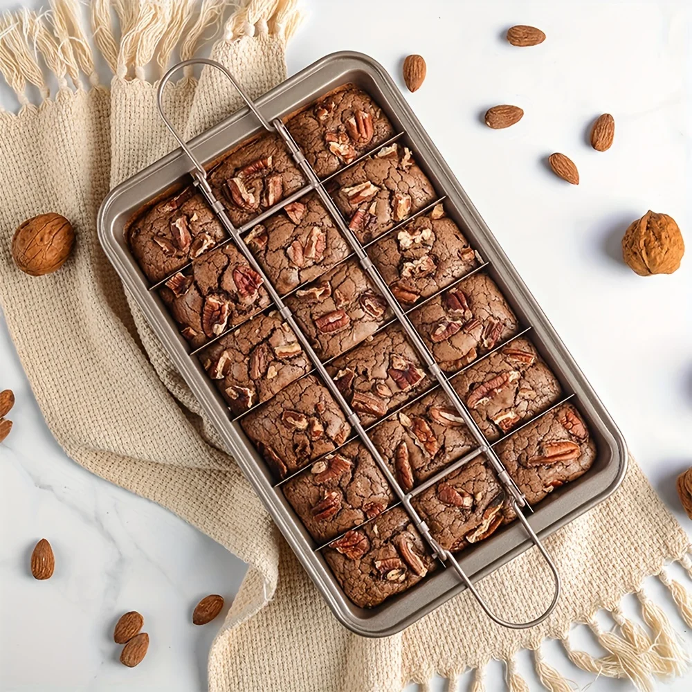 Brownie Cake Pan With Dividers Stainless Steel Loaf Pan Non-Stick Square Muffin Pan Blondie Bakeware Brownie Cake Pan With Dividers Stainless Steel Loaf Pan Non-Stick Square Muffin Pan Blondie Bakeware