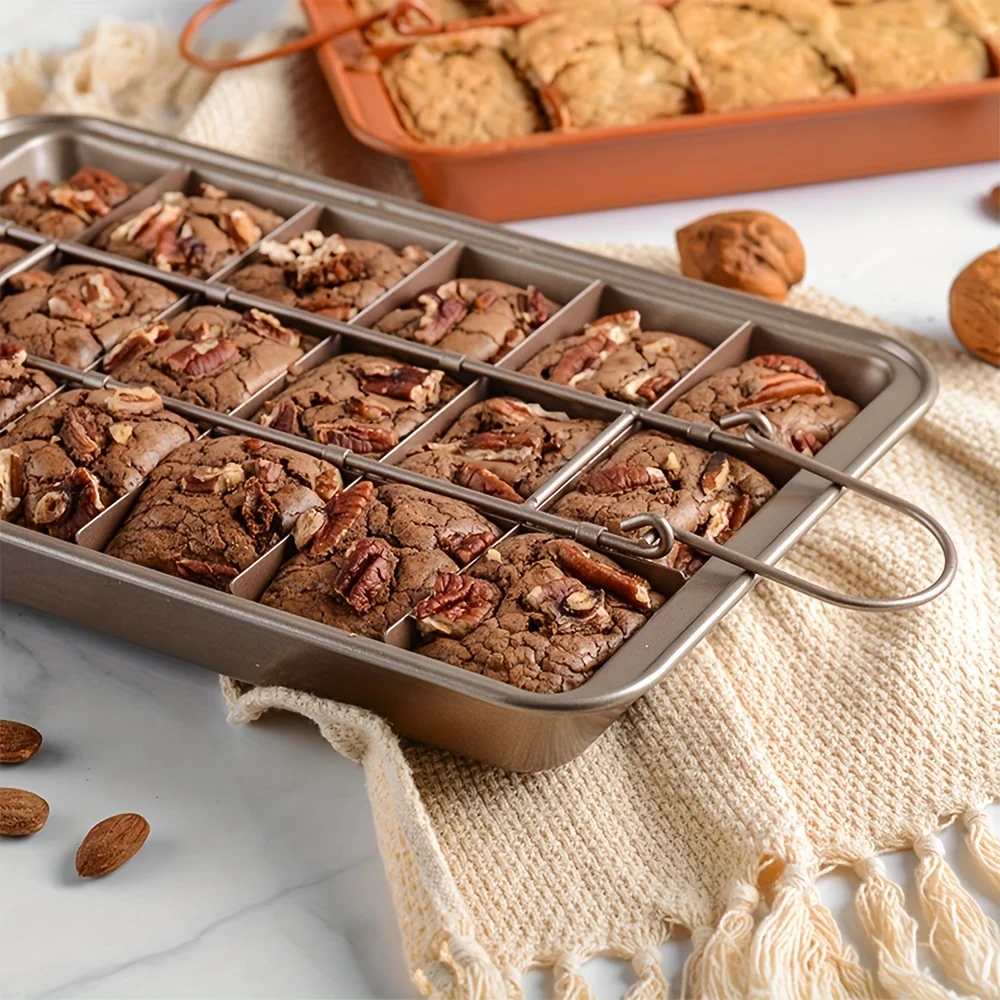 Brownie Cake Pan With Dividers Stainless Steel Loaf Pan Non-Stick Square Muffin Pan Blondie Bakeware Brownie Cake Pan With Dividers Stainless Steel Loaf Pan Non-Stick Square Muffin Pan Blondie Bakeware