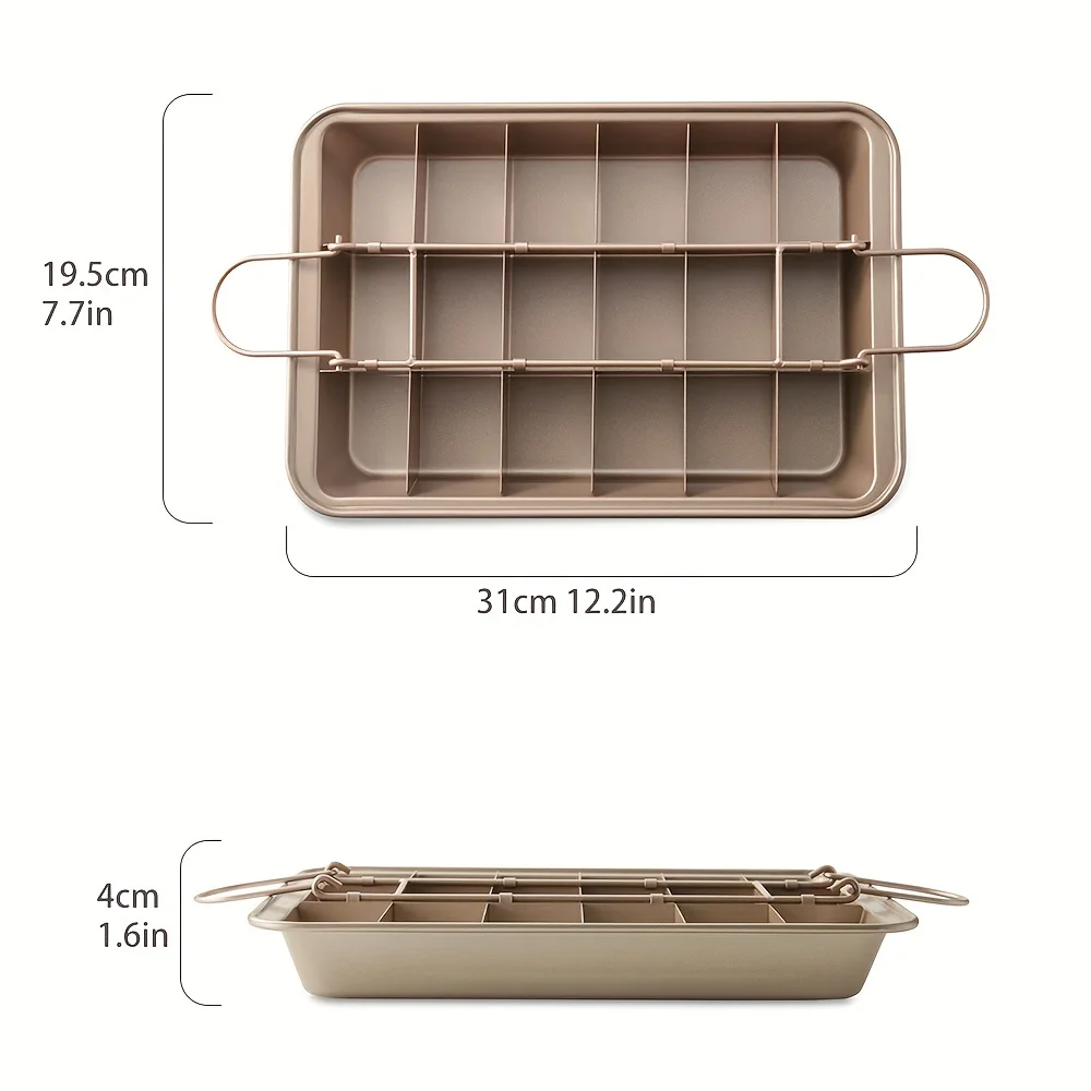 Brownie Cake Pan With Dividers Stainless Steel Loaf Pan Non-Stick Square Muffin Pan Blondie Bakeware Brownie Cake Pan With Dividers Stainless Steel Loaf Pan Non-Stick Square Muffin Pan Blondie Bakeware