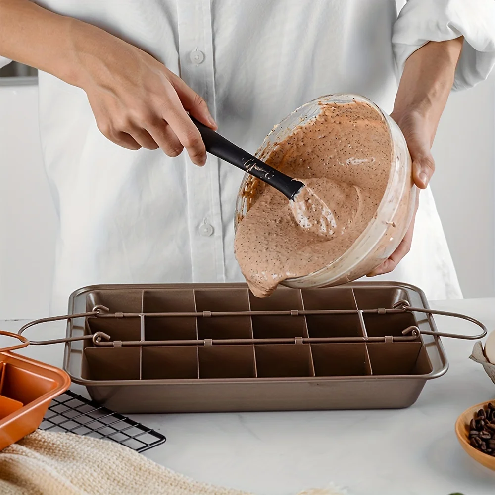 Brownie Cake Pan With Dividers Stainless Steel Loaf Pan Non-Stick Square Muffin Pan Blondie Bakeware Brownie Cake Pan With Dividers Stainless Steel Loaf Pan Non-Stick Square Muffin Pan Blondie Bakeware