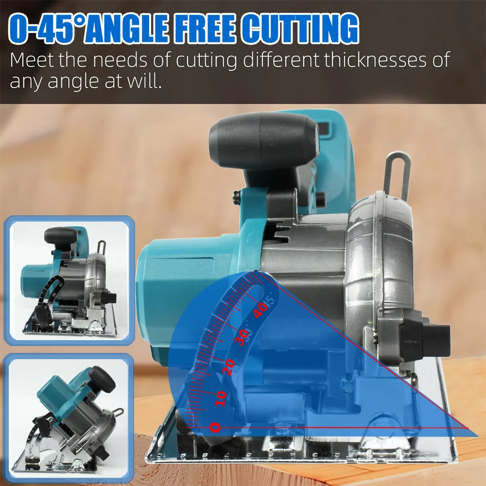 Brushless Circular Saw 125mm Cordless Electric Saw Adjustable Wood Cuttiing Machine Handheld Woodworking Saw