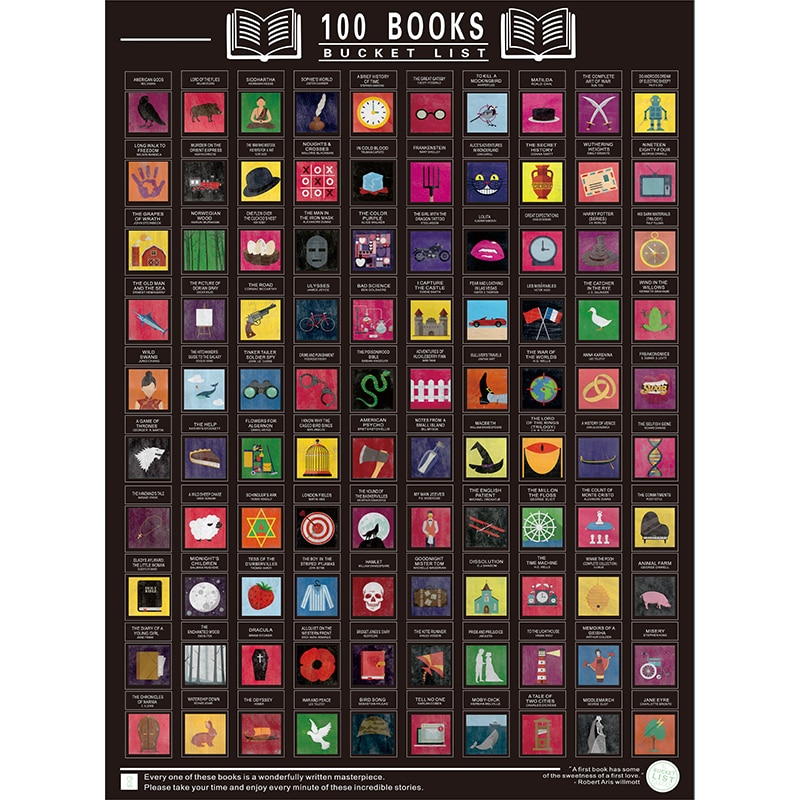 Bucket List 100 Books Scratch Off Poster Bucket List 100 Books Scratch Off Poster