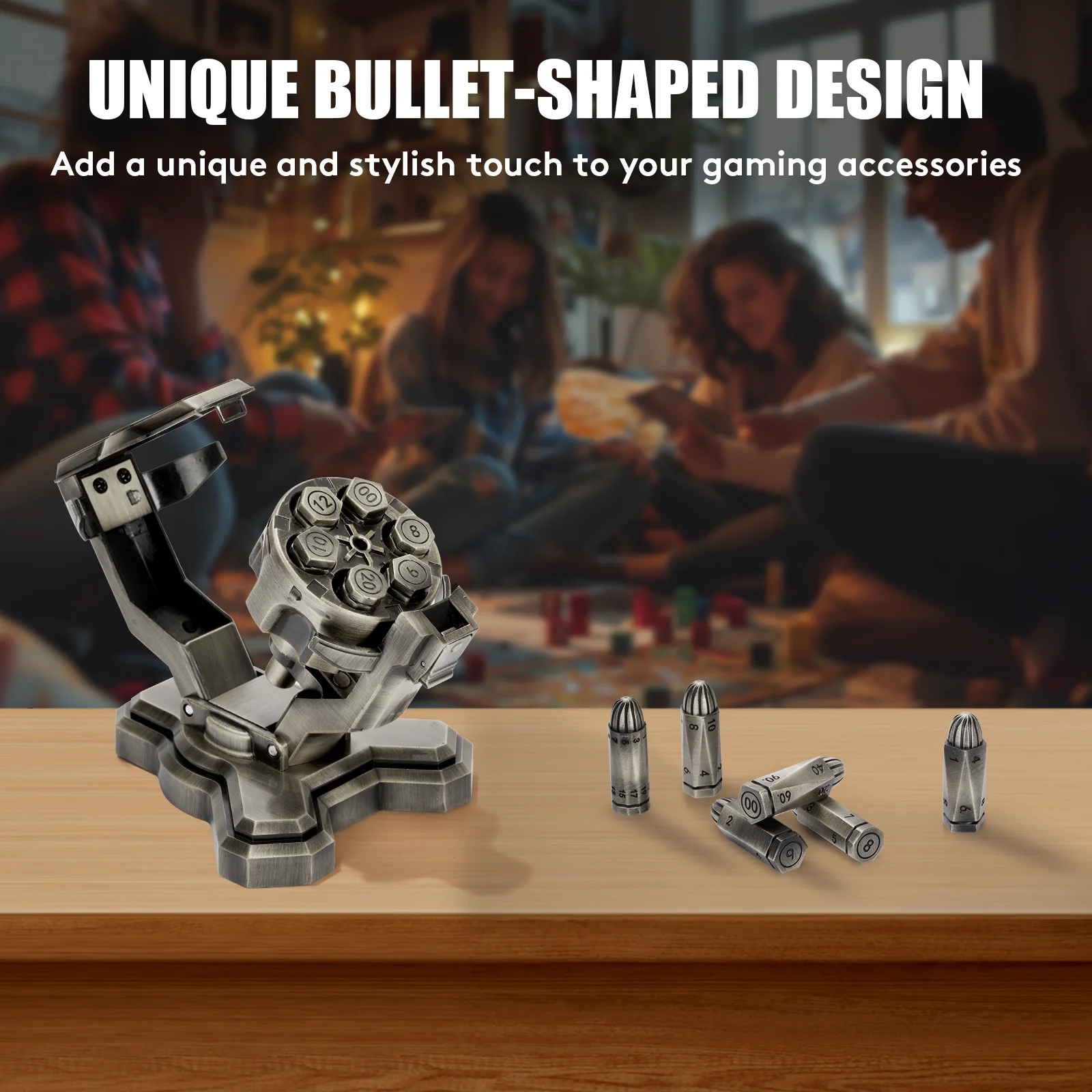 Bullet Nest,Bullet Dice,Bullet dice Revolver,Metal Dice Set for DND with Spinning Revolver Cylinder Container, Dice for Bullet Nest,Bullet Dice,Bullet dice Revolver,Metal Dice Set for DND with Spinning Revolver Cylinder Container, Dice for