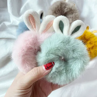 Bunny Ear Scrunchie Fluffy Hair Tie Bunny Ear Scrunchie Fluffy Hair Tie