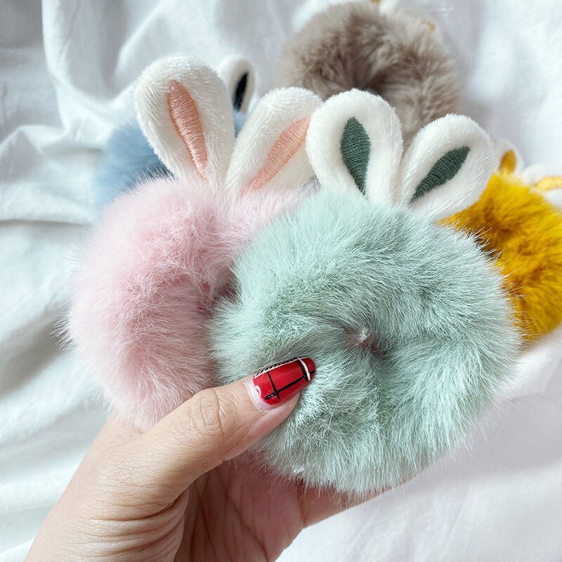 Bunny Ear Scrunchie Fluffy Hair Tie