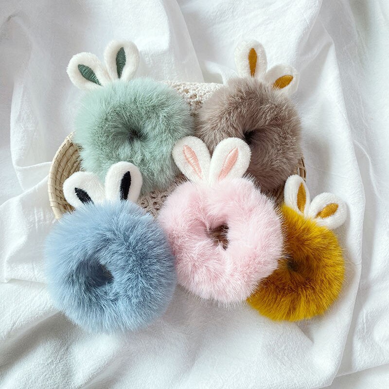 Bunny Ear Scrunchie Fluffy Hair Tie Bunny Ear Scrunchie Fluffy Hair Tie