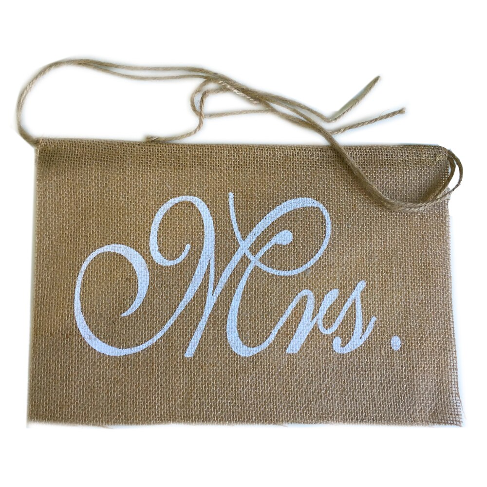 Burlap Cloth Mr and Mrs Chair Signs Set Burlap Cloth Mr and Mrs Chair Signs Set