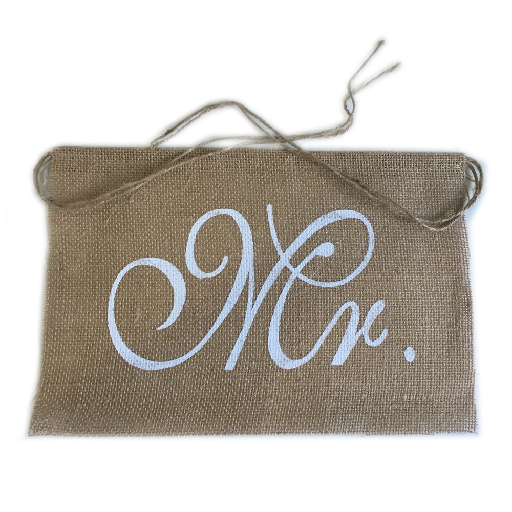 Burlap Cloth Mr and Mrs Chair Signs Set Burlap Cloth Mr and Mrs Chair Signs Set