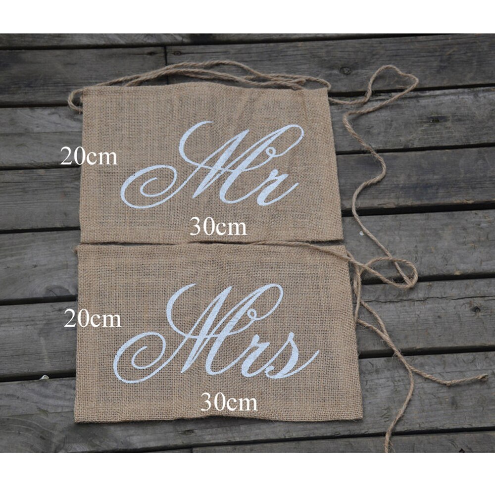Burlap Cloth Mr and Mrs Chair Signs Set Burlap Cloth Mr and Mrs Chair Signs Set