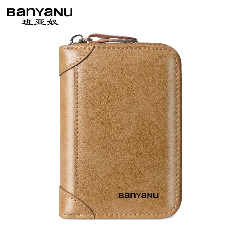Business Casual RFID Blocking Men Card Pack Genuine Leather Zipper Credit Card Holder Wallet Men Women Card Wallet Coin