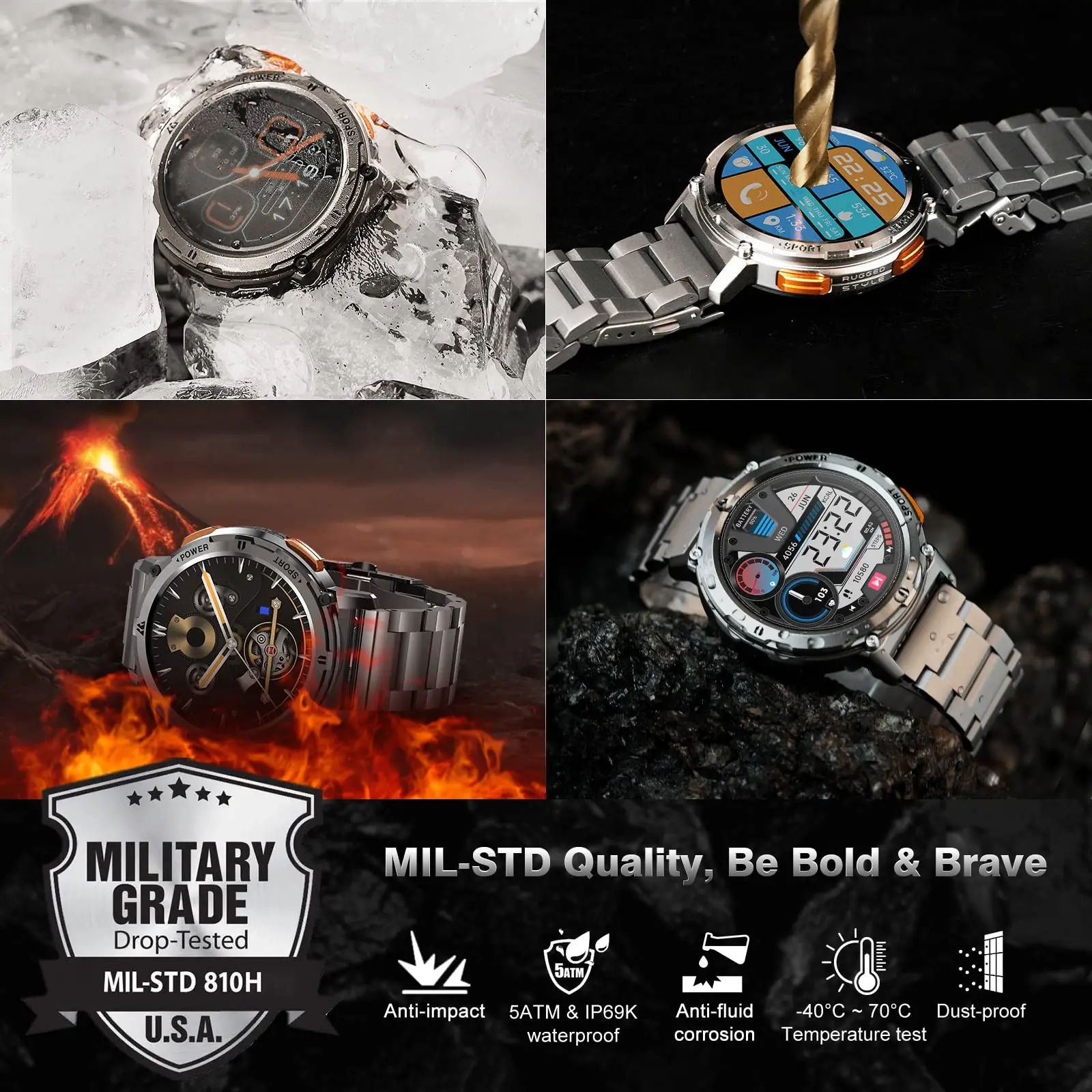 Business Smartwatch Men AMOLED AOD Men's Watch Bluetooth Call 5ATM Waterproof Fitness Ultra Smart Watches