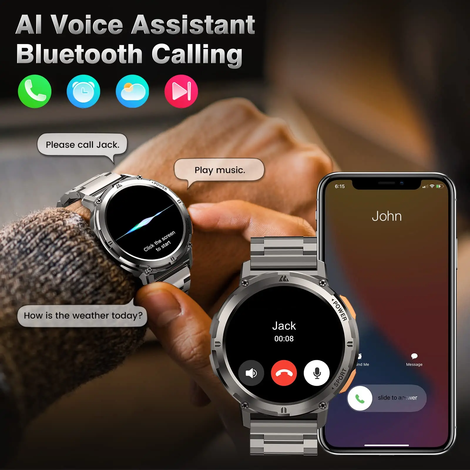 Business Smartwatch Men AMOLED AOD Men's Watch Bluetooth Call 5ATM Waterproof Fitness Ultra Smart Watches