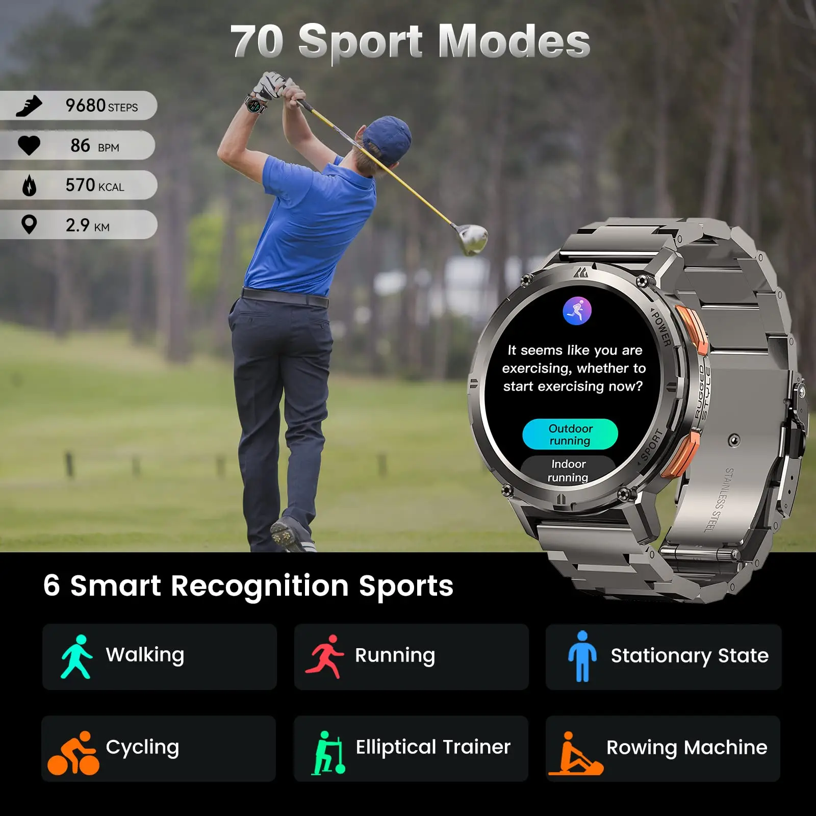 Business Smartwatch Men AMOLED AOD Men's Watch Bluetooth Call 5ATM Waterproof Fitness Ultra Smart Watches