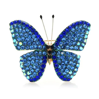 Butterfly Brooch Pin with Rhinestone Crystals