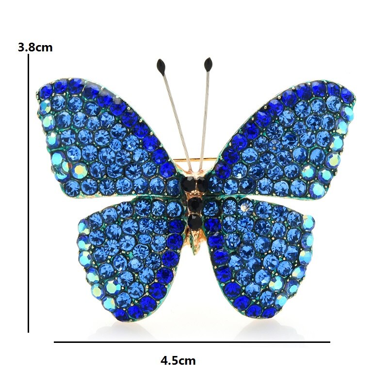 Butterfly Brooch Pin with Rhinestone Crystals