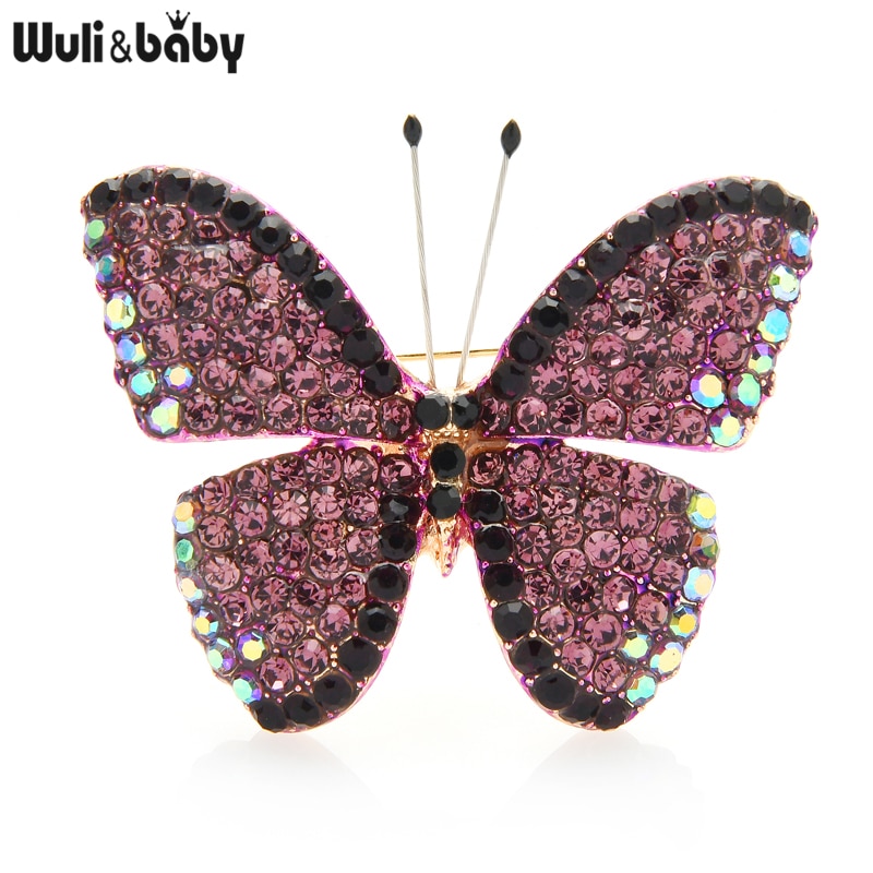 Butterfly Brooch Pin with Rhinestone Crystals