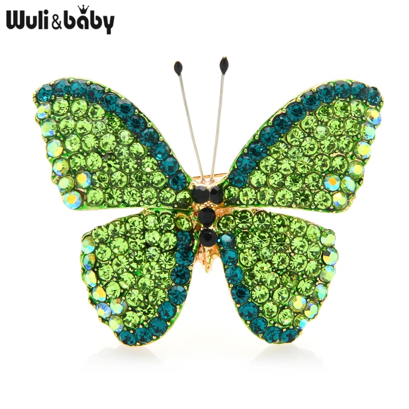 Butterfly Brooch Pin with Rhinestone Crystals