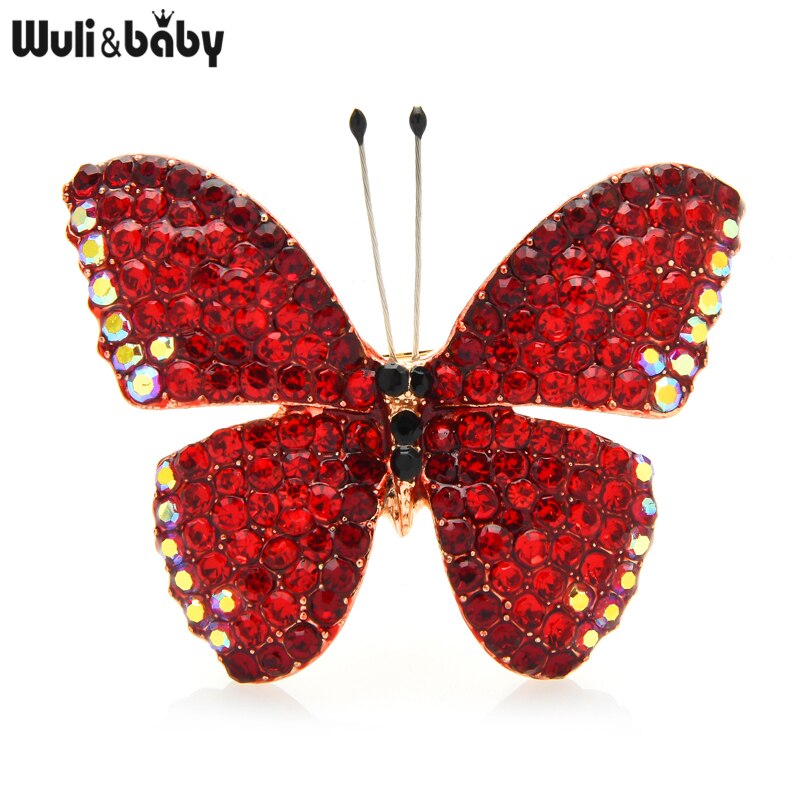 Butterfly Brooch Pin with Rhinestone Crystals