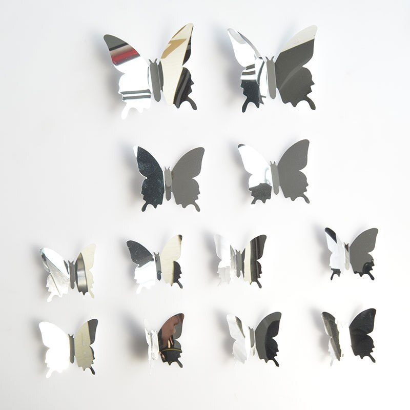 Butterfly Mirror Stickers DIY Decoration (12 pcs)