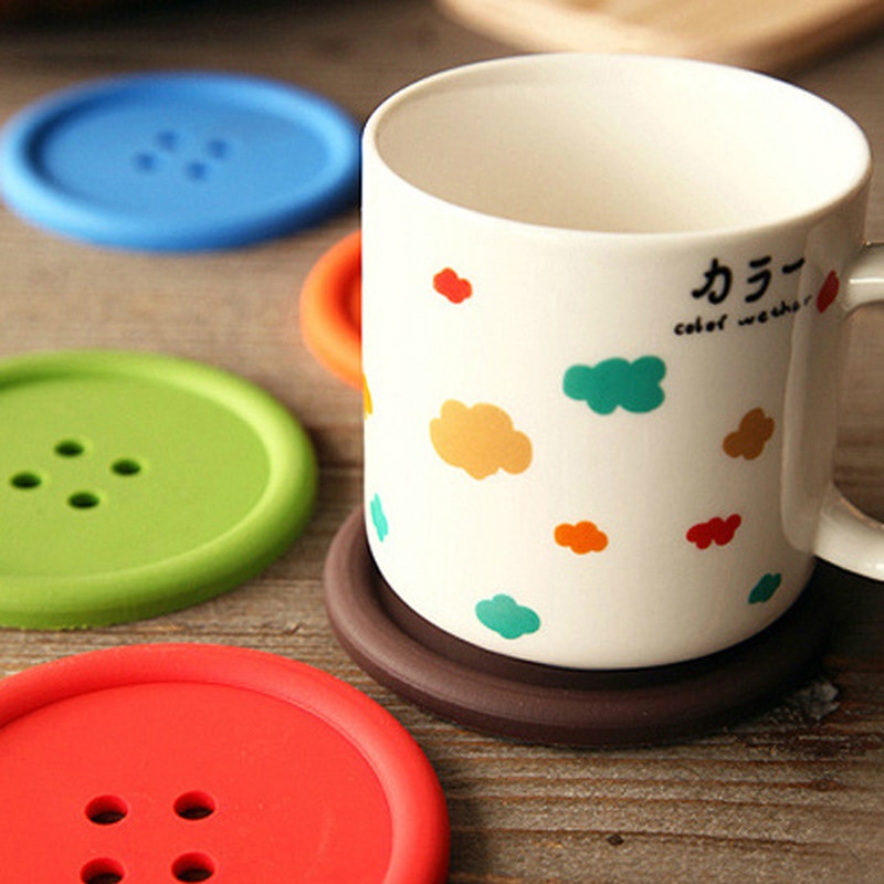 Button Coaster Silicone Cup Mat
