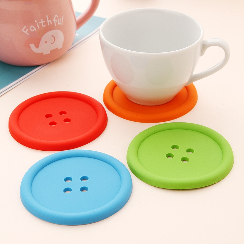 Button Coaster Silicone Cup Mat