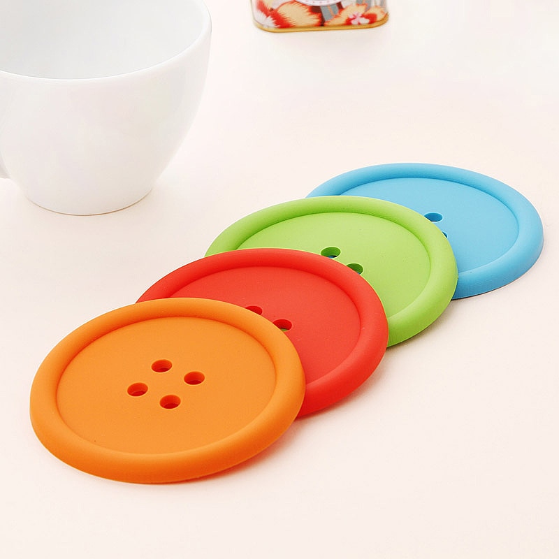 Button Coaster Silicone Cup Mat
