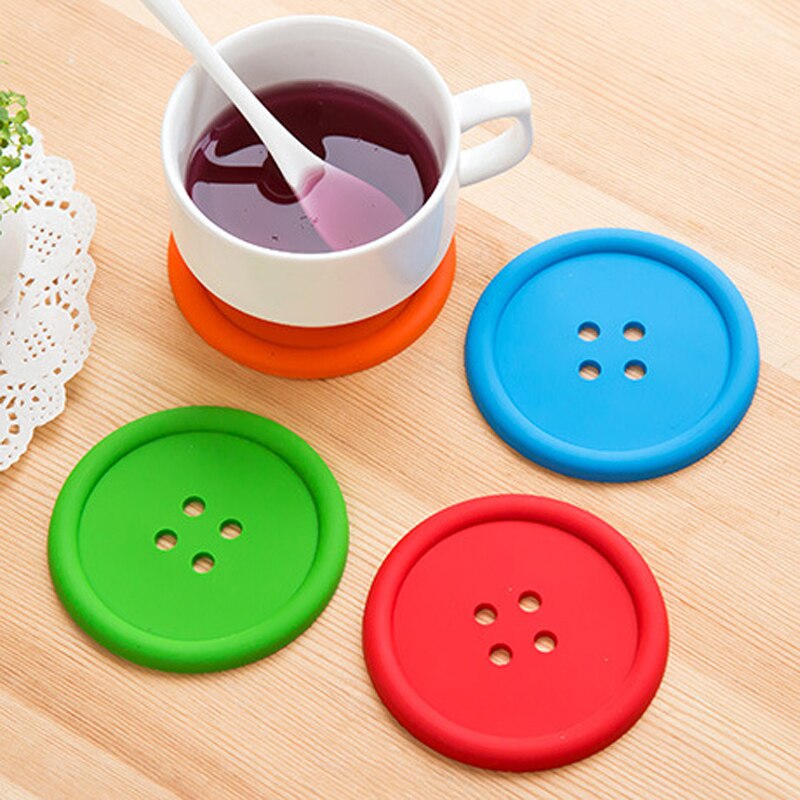 Button Coaster Silicone Cup Mat