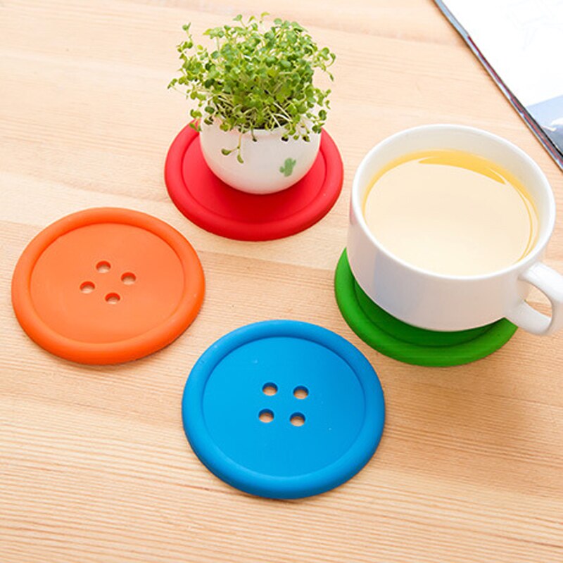 Button Coaster Silicone Cup Mat