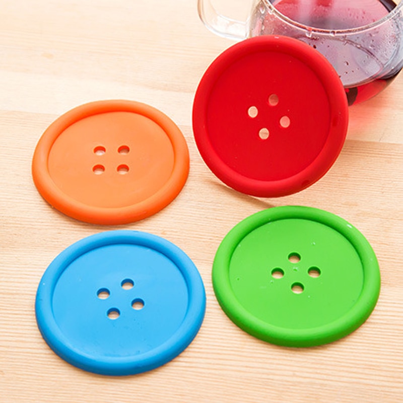 Button Coaster Silicone Cup Mat