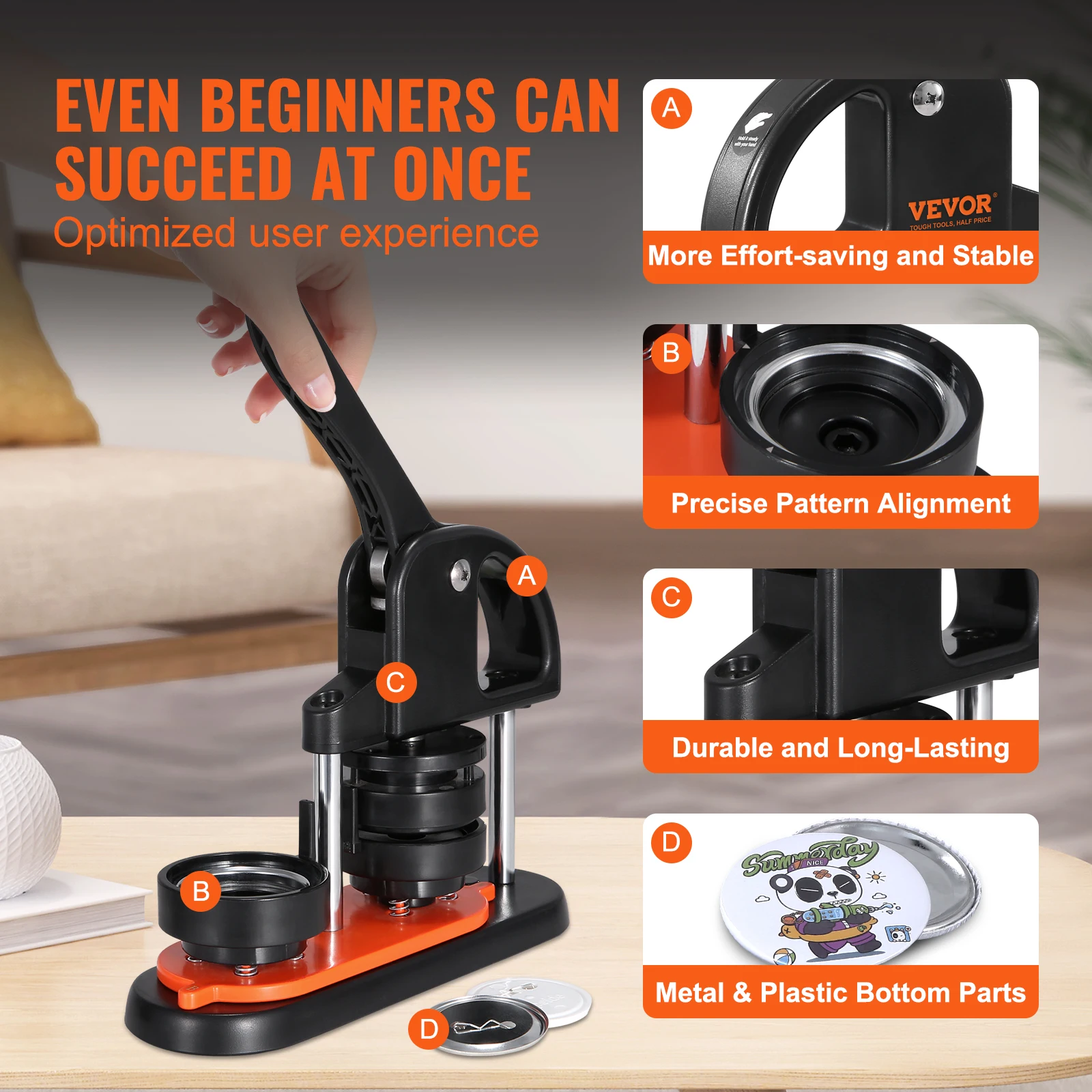 Button Maker 25/32/58 Pin Maker with Button Parts Ergonomic Arc Handle Punch Press Kit Button Maker Machine Button Maker 25/32/58 Pin Maker with Button Parts Ergonomic Arc Handle Punch Press Kit Button Maker Machine