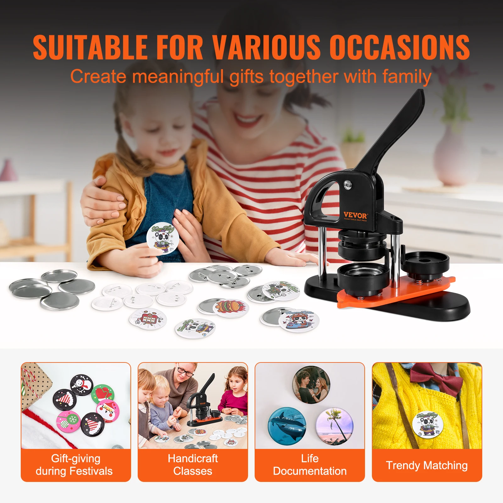 Button Maker 25/32/58 Pin Maker with Button Parts Ergonomic Arc Handle Punch Press Kit Button Maker Machine Button Maker 25/32/58 Pin Maker with Button Parts Ergonomic Arc Handle Punch Press Kit Button Maker Machine