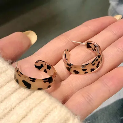 C Shaped Leopard Print Earrings