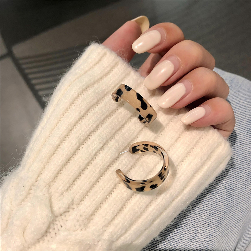 C Shaped Leopard Print Earrings