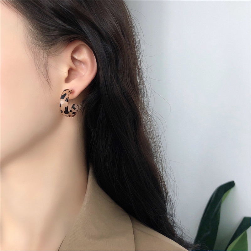 C Shaped Leopard Print Earrings