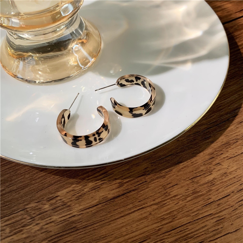 C Shaped Leopard Print Earrings