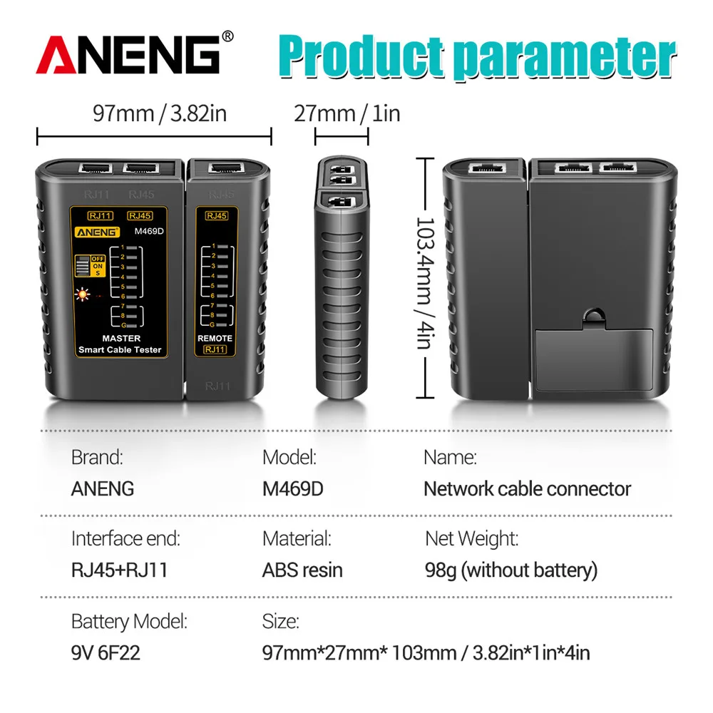 Cable lan tester Network Cable Tester RJ45 RJ11 RJ12 CAT5 UTP LAN Cable Tester Networking Tool Network Repair