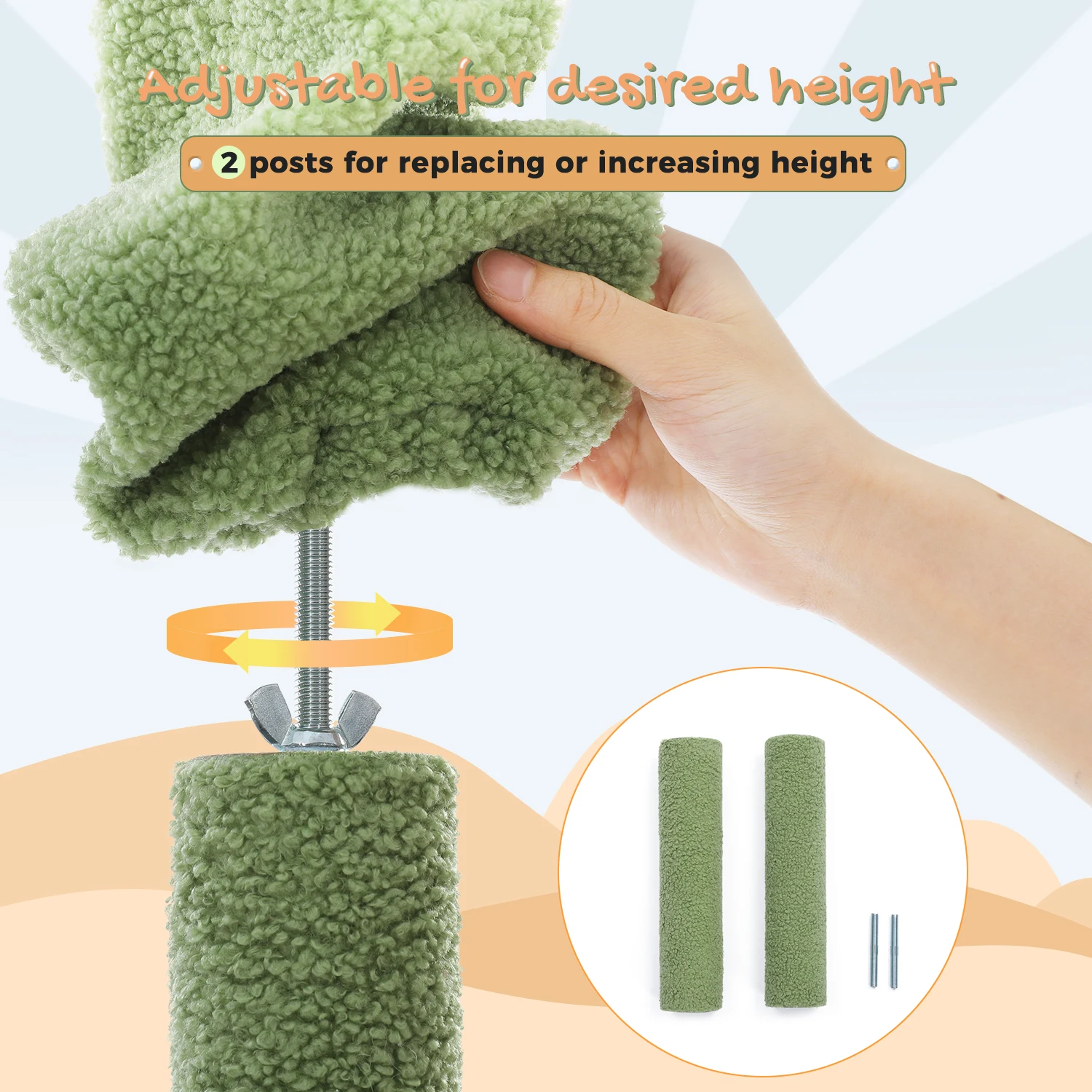 Cactus Cat Tree Floor to Ceiling Cat Tower 7 Tiers Cat Climbing Tree with Cozy Hammocks and Condos 5 Platforms Cactus Cat Tree Floor to Ceiling Cat Tower 7 Tiers Cat Climbing Tree with Cozy Hammocks and Condos 5 Platforms