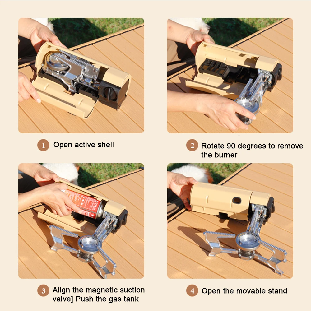 Camping Cassette Stove 2670W Portable Folding Gas Stove Outdoor Hiking BBQ Travel Cooking Grill Cooker Gas Burner