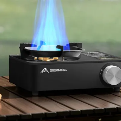 Camping Gas Stove 5800W High Firepower Outdoor Portable Cassette Burner for Picnic Hiking Trekking