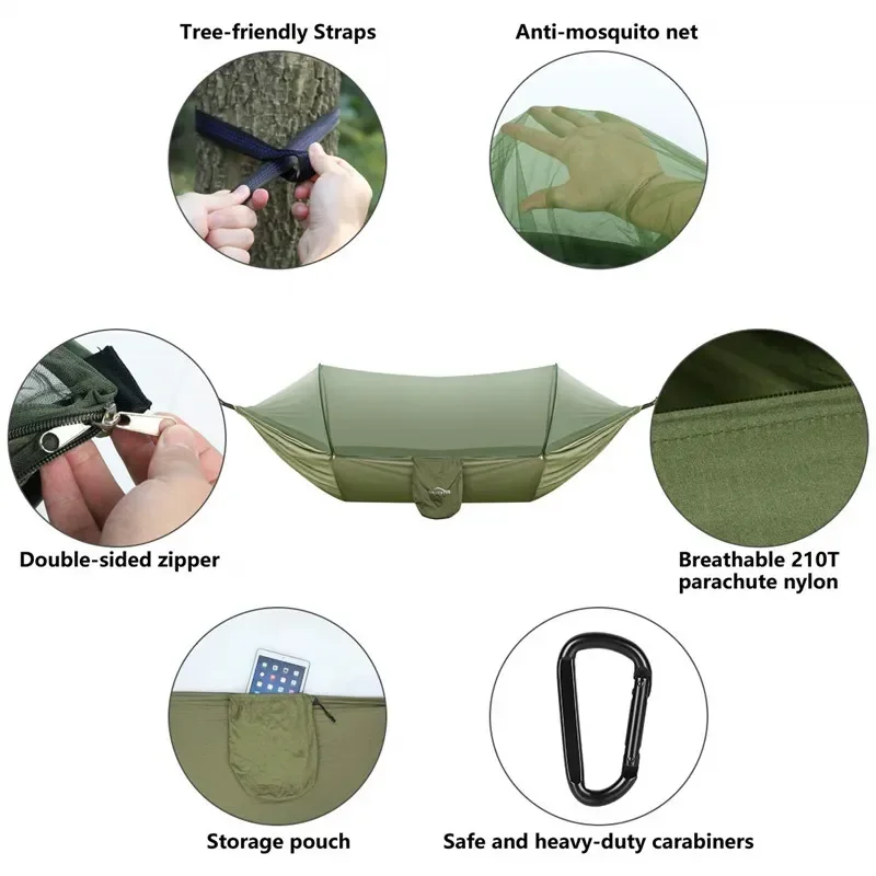 Camping Hammock with Mosquito Net Pop-Up Light Portable Outdoor Parachute Hammocks Swing Sleeping Hammock Camping Stuff Camping Hammock with Mosquito Net Pop-Up Light Portable Outdoor Parachute Hammocks Swing Sleeping Hammock Camping Stuff